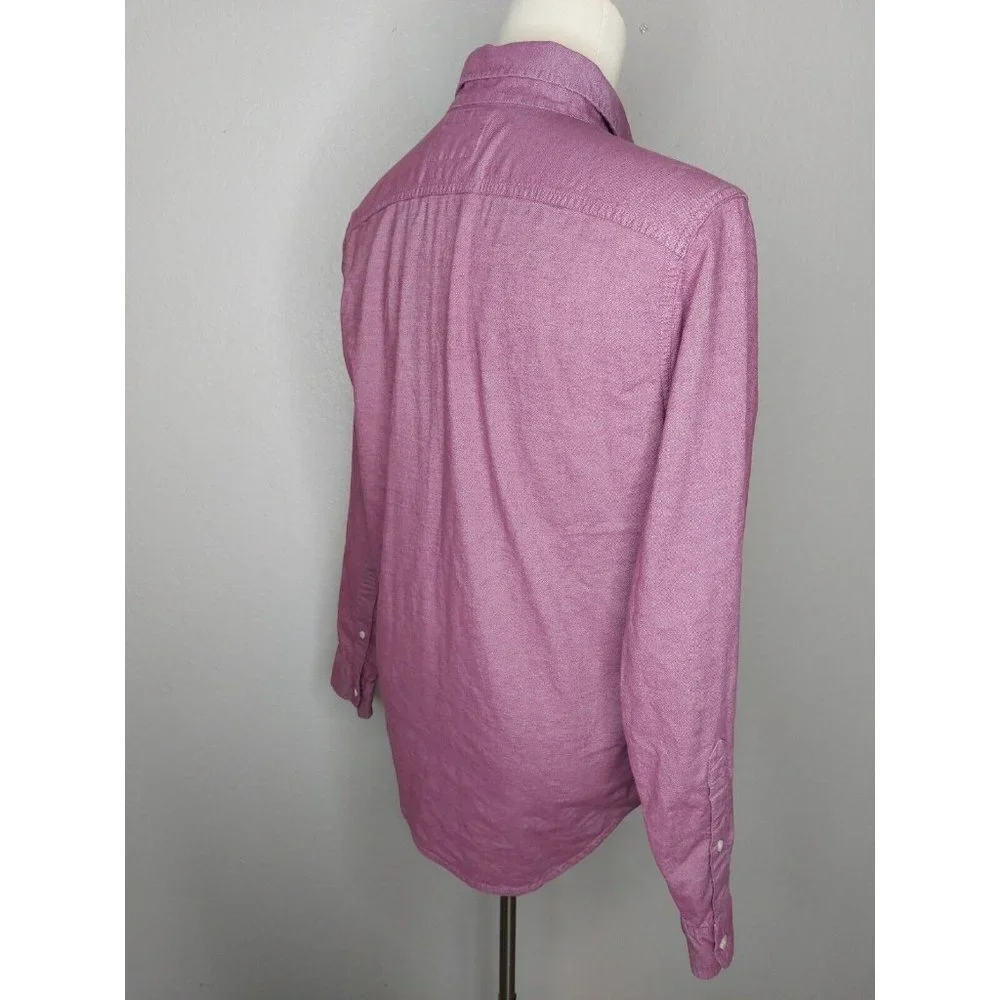 Hollister Mens Large Button Up Shirt Epic Flex Stretch LS Classic Fit Mauve Pink
